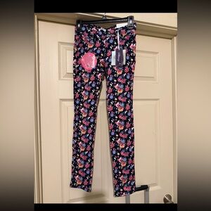 NWT VIGOSS Multi-Color Flowers Adjustable Waist Knit Skinny Jeans Girls Size 12